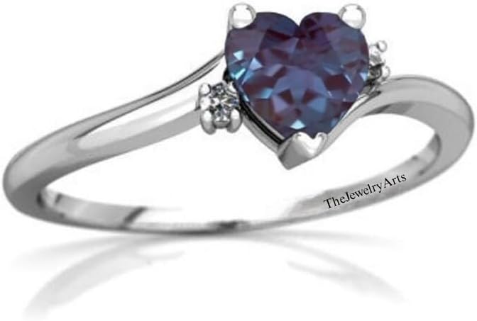 Heart Cut Color-Changing Lab-Created Alexandrite Engagement Ring 925 Sterling Silver Gemstone Ring – Unique Promise Jewelry with Shifting Hues for Romantic Gift