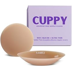 Tucky Cuppy Adhesive-Free Silicone Nipple Covers, A-D Cups, 1 Pair | Reusable, Heat-Activated Nipple Covers with an Invisible No-Show Look & Protective Storage Case.