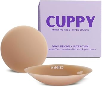 Tucky Cuppy Adhesive-Free Nipple Covers for Women AD Cups, Invisible Reusable Silicone Pasties, No-Show Breast Covers