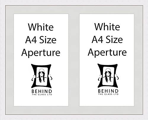 Handmade White Picture Frame With Double Aperture Mount - For 2 A4 Images