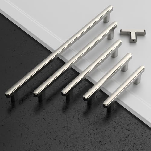 Amerdeco 10 Pack Brushed Satin Nickel Cabinet Pulls 5 Inch(128mm) Hole Center Drawer Pulls Cabinet Hardware Kitchen Cabinet Handles for Bathroom ZH0065 by Amerdeco - Used condition - Image 3