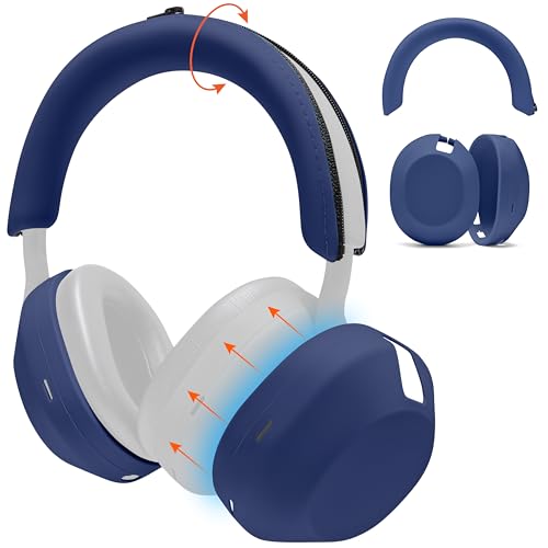 WC ShellZ XM5 - Protective Headphone Exterior Shell & Headband Covers for Sony WH1000XM5 Made by Wicked Cushions | Made with Premium Silicone | Blue by WC - Used condition - US$21.80
