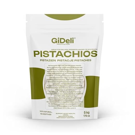 GiDeli Pistazien 5kg - Geröstet und Gesalzen - Nüsse mit Schale als Gesunde Snacks für Partys - Ideale zum Backen, Gerichte, Creme und Desserts