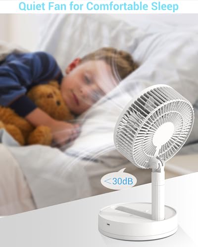 KASYDoFF Desk Fan, 8''-5400mAh USB Portable Fan with Oscillation, 42CM Height Rechargeable Mini Table Fan with Speed Settings and Timer, Quiet Cooling Small Desk Fan for Bedroom, Home and Outdoor - Image 3