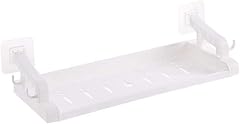 1 Tier Solid Color Bathroom Shelf Up Shelf Corner Shelf with 4 Hooks Wash Station Caddy Plastic Rectangle