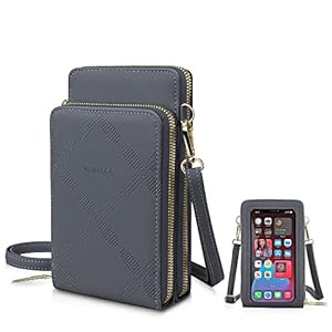 MUIIKOLA Touchscreen Crossbody Telefoontas, Vrouwen PU Lederen Telefoon Schoudertas Multifunctionele Clear Touchscreen Cross Body Purse met 8 Creditcard Slots en 1 ID venster