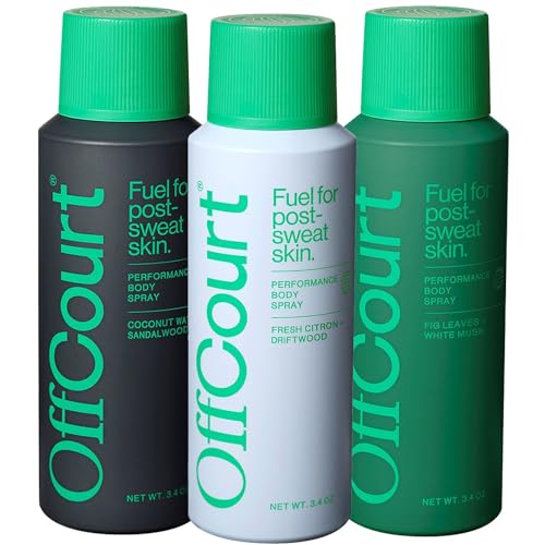 OffCourt - Natural Deodorant Body Spray for Men and Women - Aluminum Free - Whole Body Deodorant for Women and Men, 3.4 Ounce (Pack of 3)