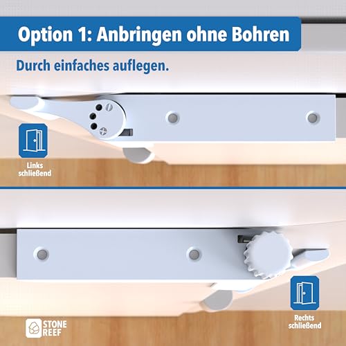 Türschließer für Zimmertüren [für Türen bis 16 mm Falzstärke] ohne Bohren montierbar, variabel einstellbare Schließkraft – für Links- u. Rechtsanschlagtüren – Türdämpfer