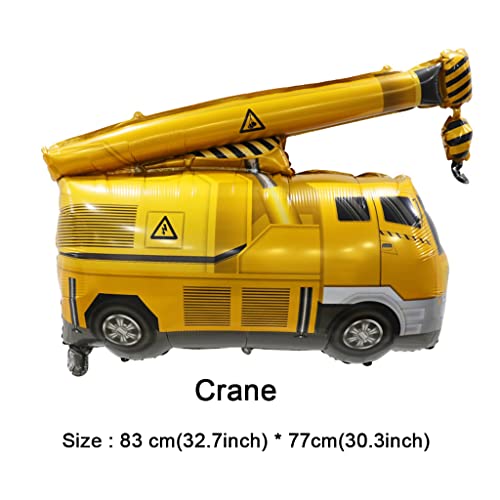 Boningnew 4Pcs Engineering Vehicle Balloons Tipper Truck Mixer Excavator Crane Mylar Foil Balloons For Kid Birthday Party Wedding Baby Shower Party Construction Theme Party Home Decorations Supplies #TOP2