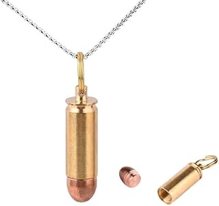 Brass and Purple Copper Bullet Cylinder Pendant Necklace for Mens Womens, It also Can be Used as a Mini Pill Holder on Keychain.