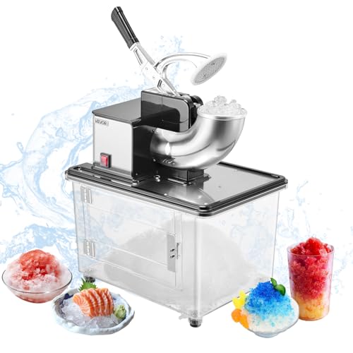 Image of VEVOR Commercial Ice Crusher 661LBS/H, 350W Electric Snow Cone Machine with 4 Blades, 2000RPM Stainless Steel Shaved Ice Machine with 11 Gal Crushed-Ice Box, for Family Restaurants Bars, Black