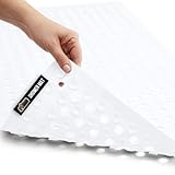 Gorilla Grip Original Patented Bath, Shower, Tub Mat, 35x16, Washable, Antibacterial, BPA, Latex, Phthalate Free, Bathtub Mats with Drain Holes, Suction Cups, XL Size Bathroom Mats, White