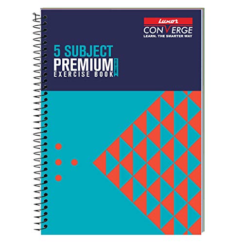 Image of Classmate Pulse 6 Subject Notebook - Unruled, 300 Pages, Spiral Binding, 240Mm*180Mm & Luxor 5 Subject Spiral Premium Exercise Notebook, Single Ruled - (21Cm X 29.7Cm), 250 Pages