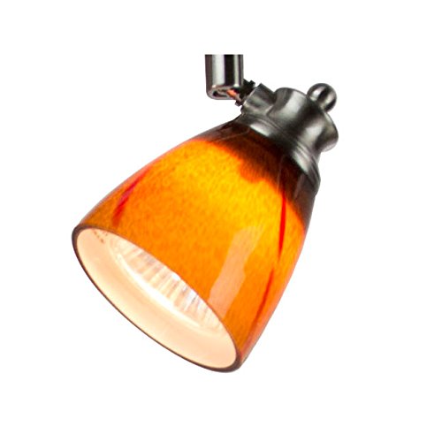 Direct-Lighting 4 Light Adjustable Track Light, Brushed Steel Finish, Amber Glass Shade, Ready to Install, Bulb Included, D268-44C-BS-AMS