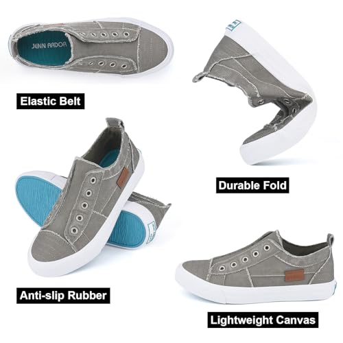 JENN ARDOR Womens Fall Slip On Fashion Sneakers No Laces Comfortable Casual Low Canvas Sneakers Flats Walking Shoes