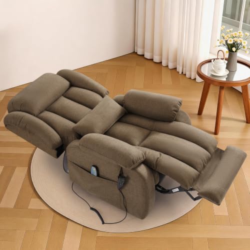 Image of Infinite Position Lay Flat Power Lift Recliner Chair for Elderly, Brown