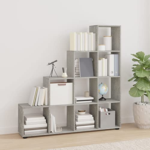 Generico Librería de escalera gris cemento 142 cm de madera multicapa