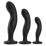 Ifukens アナルプラグ指の角度でイボ付き シリコン製アナルディルド 初心者 細いアナルグッズ 吸盤付 アナル拡張アナル開発Gスポット直撃 細めのディルド あなる 男性用オナニーグッズ あだるとグッズ 女性（3個セット,ブラック）