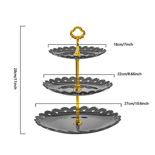 2Pcs 3 Tier Cupcake Stand Plastic Tiered Serving Stand For Wedding Halloween Baby Shower Tea Party Birthday Party （Black #TOP1