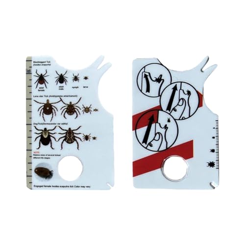 Tick Card For People Tick Card With Magnifying Glass | Quick Cleaning Of Ticks | Tick Scale Card With Magnifying Glass | Tick Card As For Dogs And Cats In The RmG319 (White, 8.5x5.4x0.5cm)