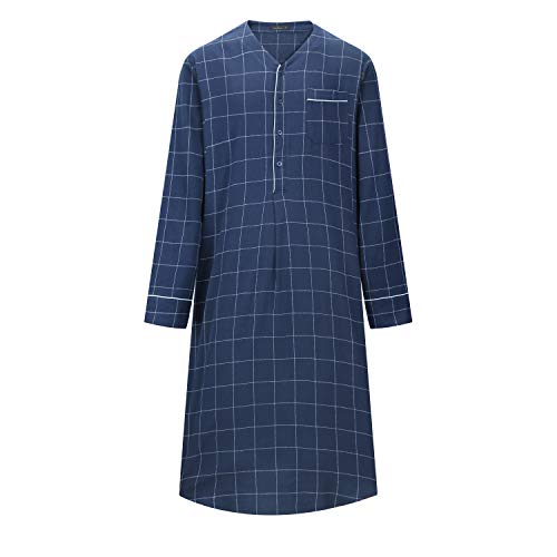 Noble Mount Mens Nightshirt - 100% Cotton Flannel Mens Nightshirts for Sleeping'