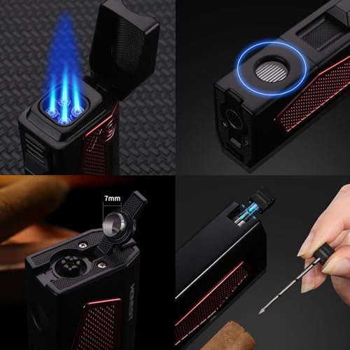 Encendedor Quad Jet Flame Recargable Butano Negro miniatura 4