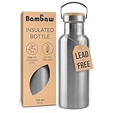 Bambaw Insulated Water Bottle 24oz | Stainless Steel Water Bottle | Insulated Water Bottles | Travel Water Bottle | Metal Water Bottle | Large Water Bottle | Reusable Water Bottle 750 ml
