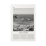 NEOHI Impresión de Gran Canaria en blanco y negro, Islas Canarias, España, Canarias, Europa, ciudad, paisaje, lienzo, decoración de pared, pósteres, hogar, bar, restaurante, garaje, cafetería