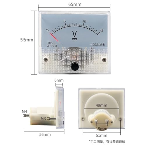 Voltmètre analogique CC 85C1-V cadran de mesure tension continue 0-20V