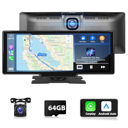 Podofo Tragbarer Autoradio mit Wireless Apple Carplay Android Auto, 9,3 Zoll