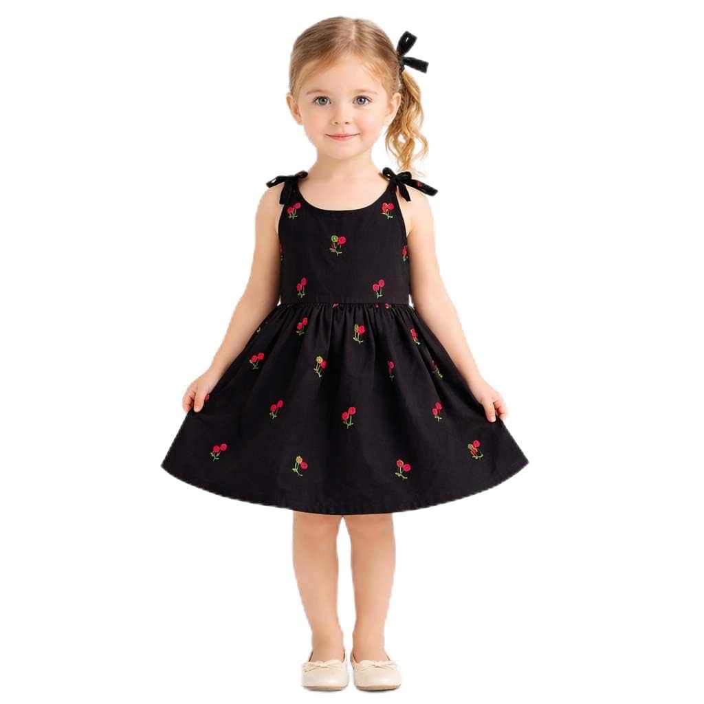 Styronis Girls Cute Print Sleeveless Dress for Girl Kids | Soft Cotton A-Line Flared Frock with Bow Shoulder Straps | Summ... - Review, Price and Buying Guide