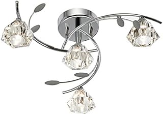 Searchlight Sierra 4 Ceiling Light in chrome (sculptured glass, leaf detail)