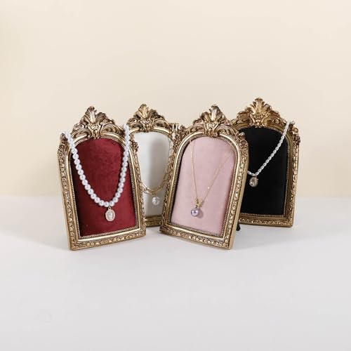 CHISTOR Vintage European Earring Display Board, Pink Creative Frame-Style Studs Organizer with Soft Velvet Surface, Jewelry Holder for Necklace Display, Jewelry storarge pad【Pink】 by CHISTOR - Image 2