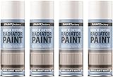 HitlineUK 4 x 400ML Radiator Paint White, Quick Drying, Heat Resistant Enamel Coating