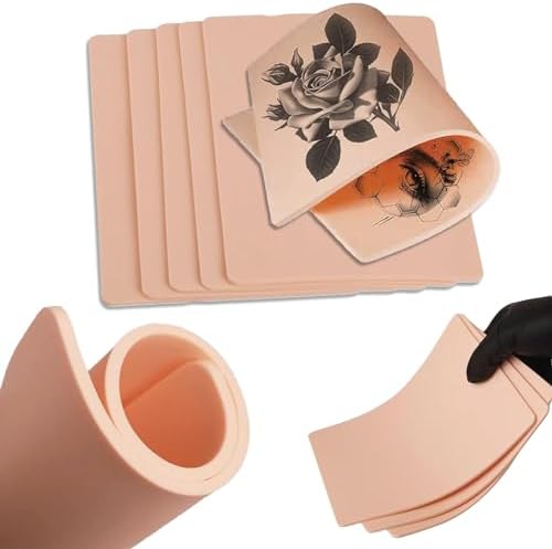 3mm Pelle per Pratica del Tatuaggio - PEPAX 4 Pezzi 19 x 14 cm Pelle Vuota per Pratica del Tatuaggio su Entrambi i lati Pelle per Tatuaggio Finto per Principianti e Artisti