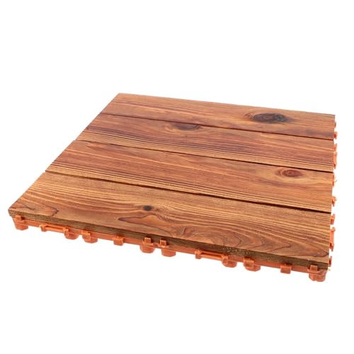 TOVINANNA Outdoor Interlocking Decking Tiles Anti-slip Patio Flooring for Balcony Garden Lawn Deck with Enhanced Base and Wood Oil Finish Thick Wooden Floor
