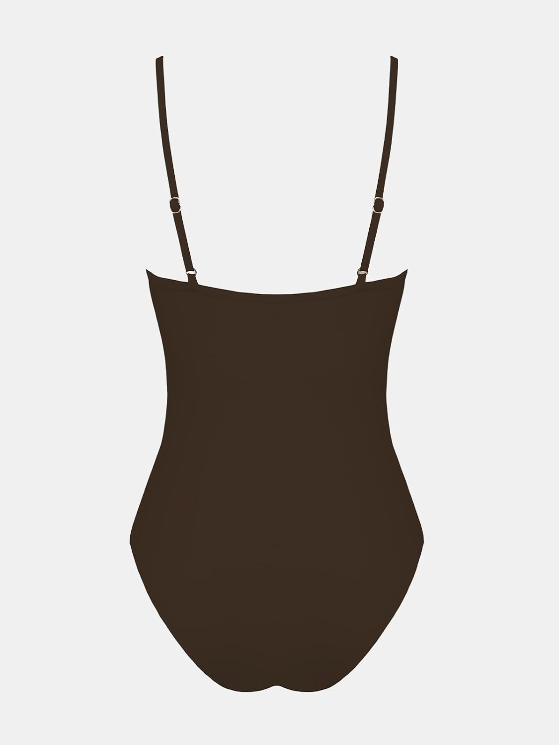 CUPSHE Women's One Piece Swimsuit Deep V Wire Push Up Bathing Suit Tummy Control Retro Slimming Swimwear Ruched