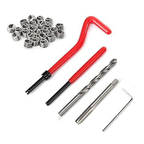 Saipor 30pcs Thread Repair Kit M6 x1.0mm Helicoil Restoring Thread Repair Tools Wire Insert Kit Compatible Hand Tool Set for Auto Repairing
