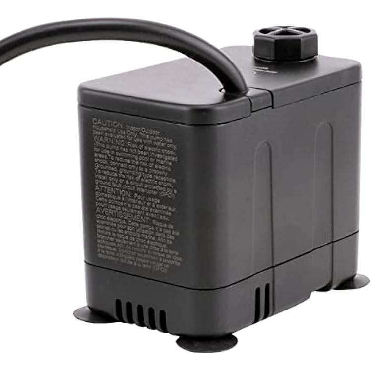 EcoPlus Convertible Bottom Draw Water Pump 265 GPH - Submersible Applications Only, Ideal for Hydroponics