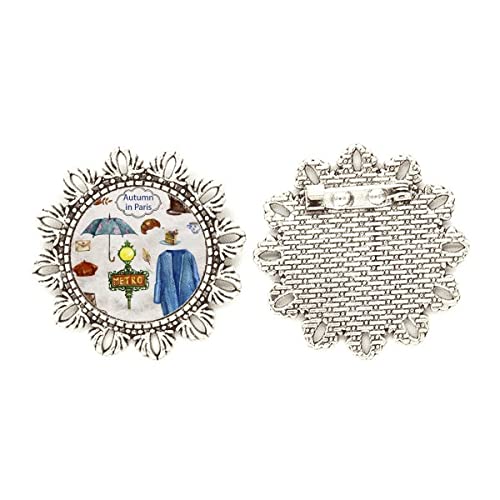Broche de flor de Francia mediano de plata para vestidos y chalecos
