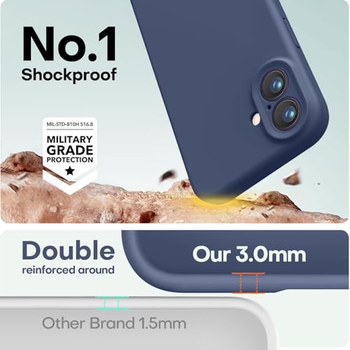 Image of LOVE 3000 Designed for iPhone 16 Case, Premium Silicone with [Soft Anti-Scratch Microfiber Lining] Shockproof Protective Phone Case for Men Women Girls 6.1 inch, Navy Blue