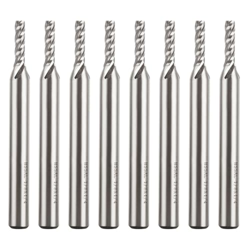 Image of 8 PCS 1 /8 inch Carbide Square End Mill 4 Flute Solid Carbide Drill Bits for Hardened Steel 1 /8 End Mills CNC Router Bits AlTiN Coating Spiral Upcut Router Bit for Alloy Steel, Aluminum, Copper