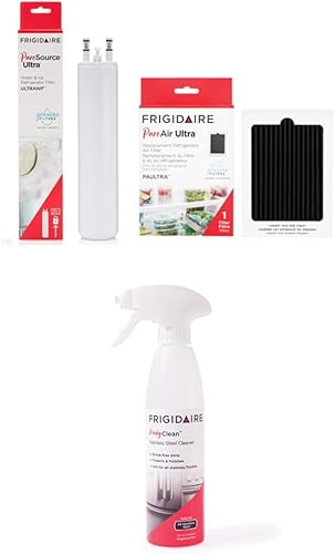 Frigidaire FRIGCOMBO ULTRAWF Filtro de agua + filtro de aire PAULTRA + paquete de limpiador de refrigerador de acero inoxidable adicional