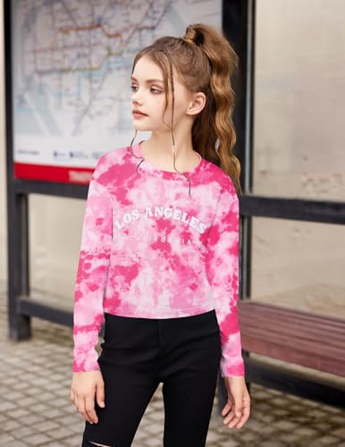 Arshiner Girls Crop Tops Long Sleeve Shirts Drop Shoulder Crewneck Casual Fashion T Shirts Tee2