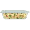 Pyrex Deep Glass Baking Dish with Plastic Lid, Deep Casserole Dish, Glass Food Container, Oven, Freezer and Microwave Safe, Clear Container, 7x11
