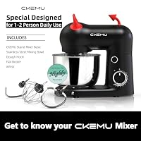 CKEMU Stand Mixer, Compact & Space-Saving, Stainless Steel Bowl, Unique & Playful Design, Effcient 300W Motor, Dishwasher-Safe Attachments, SM-2549A (Black) — image 7
