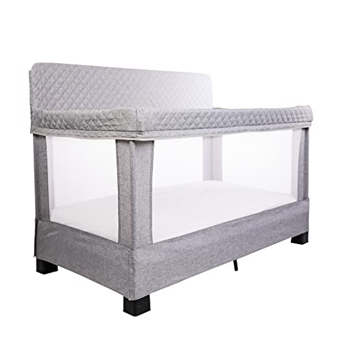 Baby Delight Horizon Full Size Crib | Portable Baby Bed | Breathable Mesh Baby Crib | Luxe Quilted Fabric | Grey #TOP19