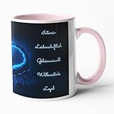 Tasse 330ml Skorpion Katze Sternzeichen Tasse Katzenmotiv Tierkreiszeichen Astrologie Geschenkidee Skorpiongeborene mystisch loyal leidenschaftlich Tiermotiv Katzenliebe Horoskop cup mug (03 rosa)