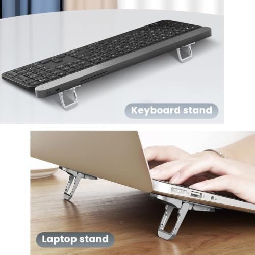 Image of EDNITA ( 2Pcs Mini Laptop Stand for Desk | Portable Metal PC Desk Stand, Aluminium Cooling Pad Mini Clip Compatible with MacBook Apple Laptop, Lenovo, Dell, Hp, Acer & Other Laptops (Silver)