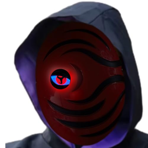 Funjoyz Halloween Obitoos Maske LED Tobiis Uchihaas Akatsukiis Generische kostüm Maske FüR Damen Herren Halloween Karneval Fasching Weihnachten Neujahr Fasching